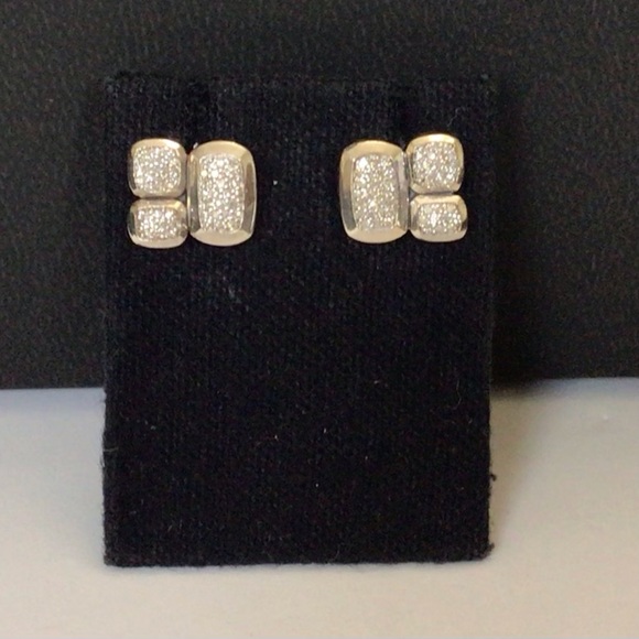 David Yurman Confetti Sterling Silver and Diamond stud earrings Pre-loved - Picture 1 of 7